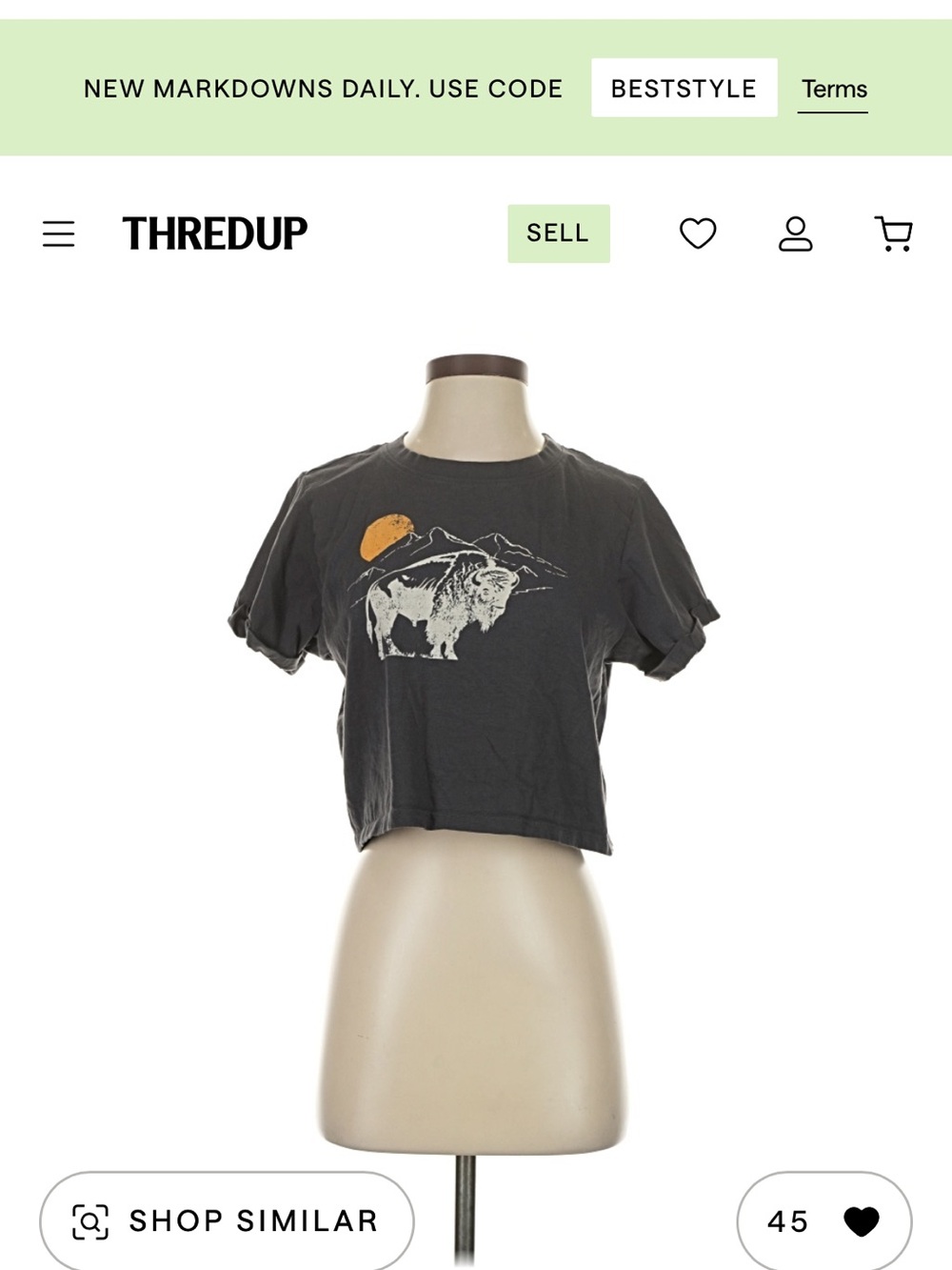 Cute buffalo and mountain crop tee